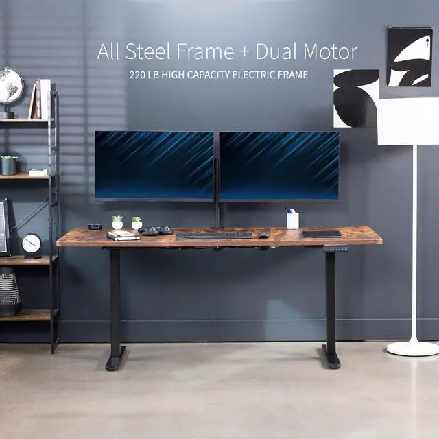 Alt view image 5 of 7 - VIVO Electric Dual Motor 71 x 30 Standing Desk, Vintage Brown Top, Black Frame
