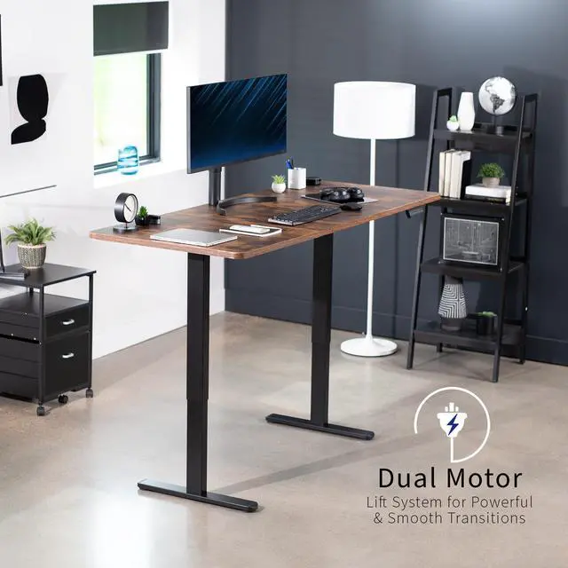 Alt view image 2 of 7 - VIVO Electric Dual Motor 71 x 30 Standing Desk, Vintage Brown Top, Black Frame