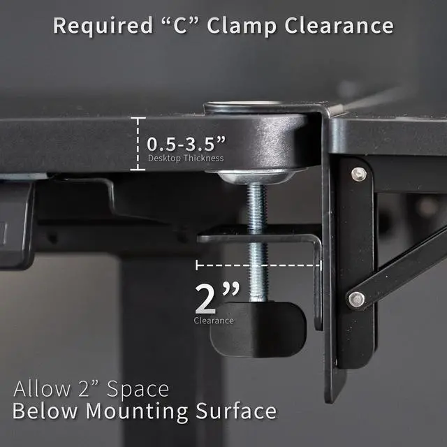 Alt view image 6 of 7 - VIVO White Clamp-on 24" x 12" Desk Extension, Accessory Platform, Keyboard Tray