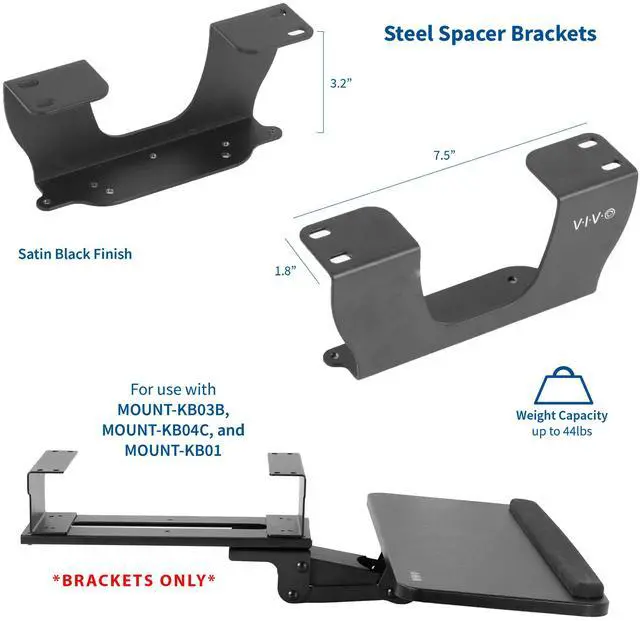 Alt view image 2 of 4 - VIVO Height Track Spacer for Under Desk Keyboard Mouse Rolling Tray Mount