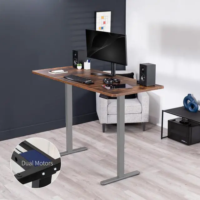 Alt view image 2 of 7 - VIVO Electric Dual Motor 71 x 30 Standing Desk, Vintage Brown Top, Gray Frame