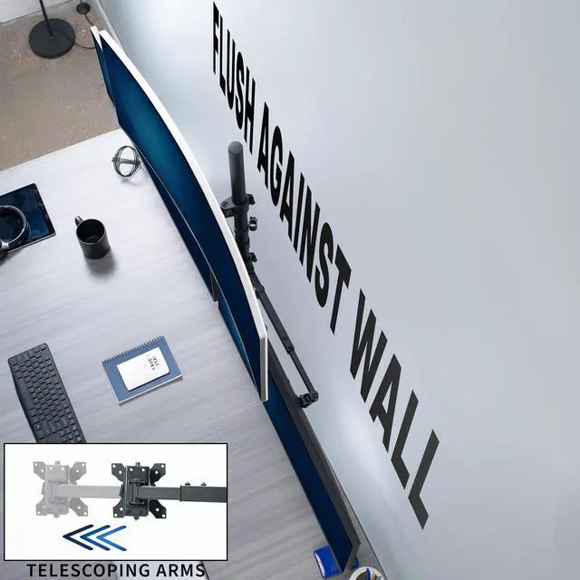 Alt view image 4 of 7 - VIVO Telescoping Extra Tall Triple Ultrawide 27" to 38" Monitor Desk Mount