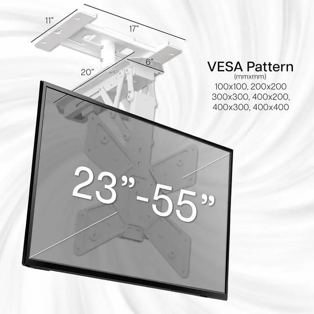Alt view image 2 of 7 - VIVO White Electric Motorized Flip Down Drop Ceiling TV Mount, 23" to 55" Screen