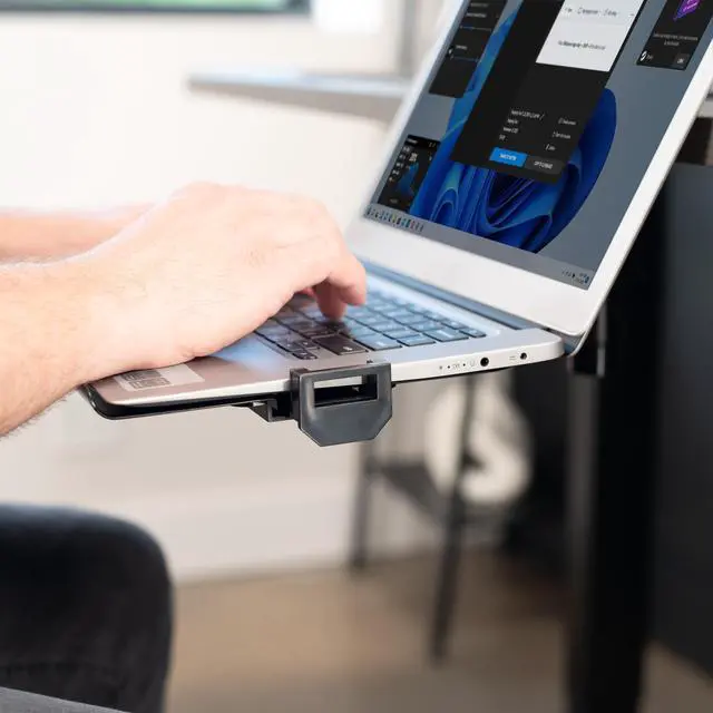 Alt view image 4 of 7 - VIVO Clamp-on 12 x 9 inch Rotating Laptop Tray for Office Desk