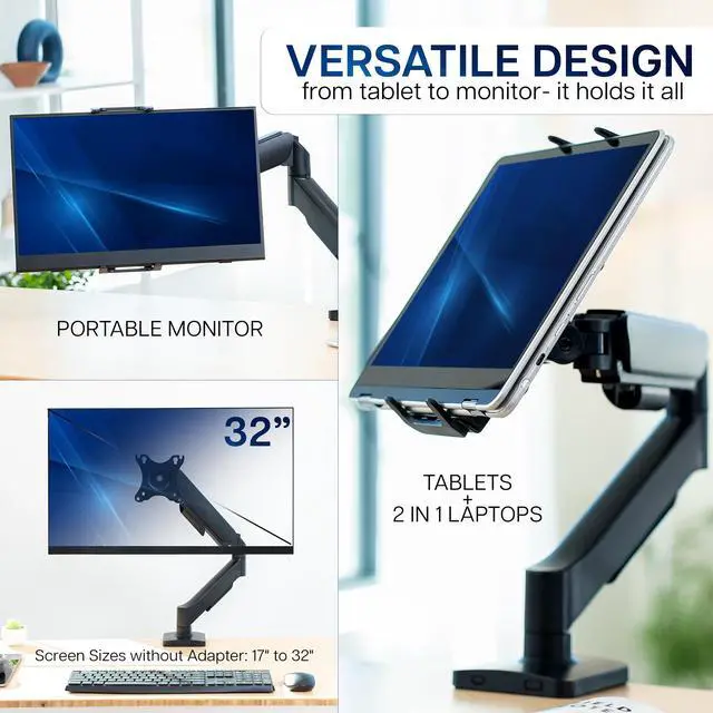 Alt view image 6 of 7 - Single Mechanical Arm Desk Mount for Tablets, 2-in-1 Laptops, Portable Monitors
