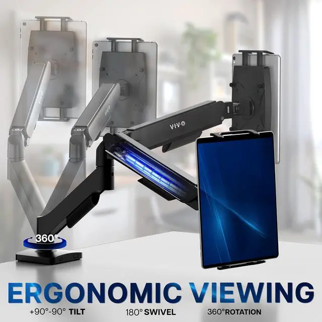 Alt view image 5 of 7 - Single Mechanical Arm Desk Mount for Tablets, 2-in-1 Laptops, Portable Monitors