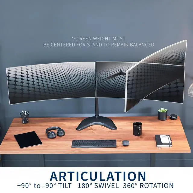 Alt view image 5 of 7 - VIVO Freestanding Dual Monitor Desk Stand For Ultrawide Computer Screens to 38"