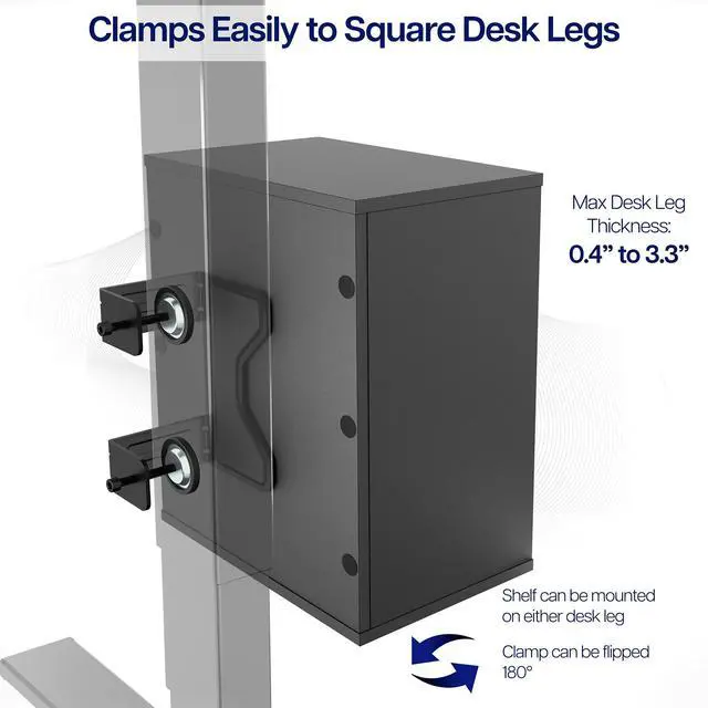 Alt view image 5 of 7 - VIVO Black Clamp-on Desk Leg Shelving Unit, Multi-Level Storage Shelves