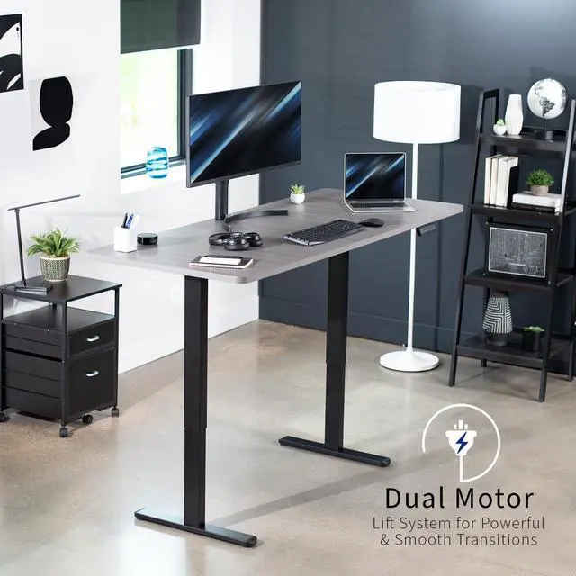 Alt view image 2 of 7 - VIVO Electric Dual Motor 71 x 30 Standing Desk, Dark Gray Top, Black Frame