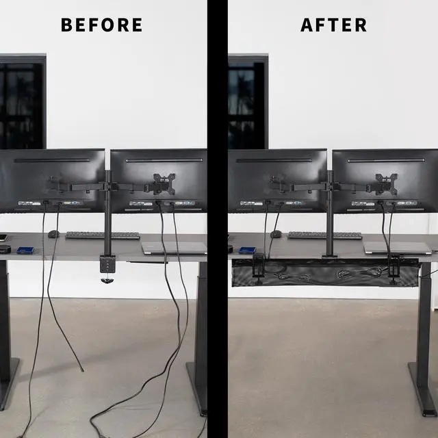 Alt view image 5 of 7 - VIVO Black 36" Clamp-on Under Desk Cable Net, Mesh Cable Management