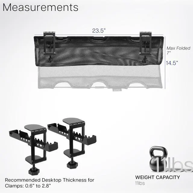 Alt view image 6 of 7 - VIVO Clamp-on Under Desk Mesh Cable Management