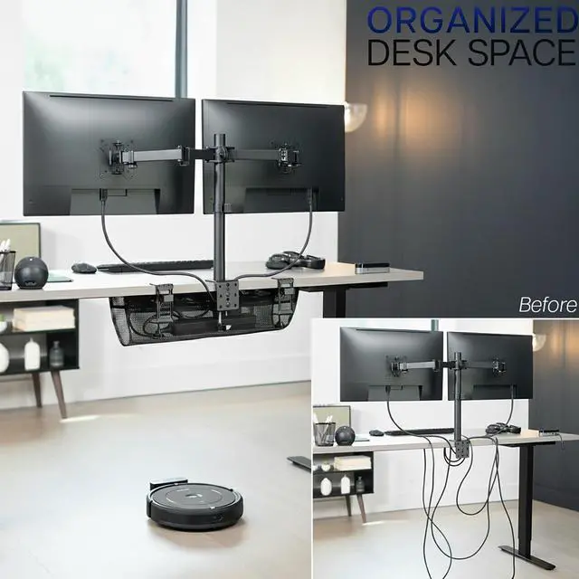 Alt view image 5 of 7 - VIVO Clamp-on Under Desk Mesh Cable Management