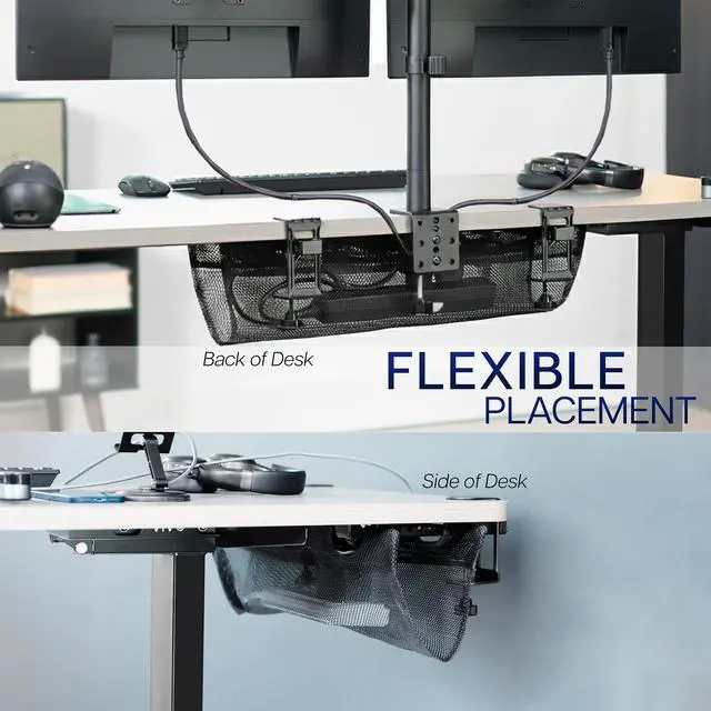 Alt view image 7 of 7 - VIVO Clamp-on Under Desk Mesh Cable Management