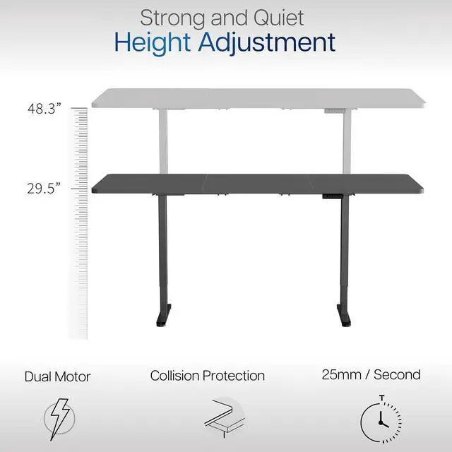 Alt view image 4 of 7 - VIVO Electric Dual Motor 83 x 30 Standing Desk, Black Top, Black Frame
