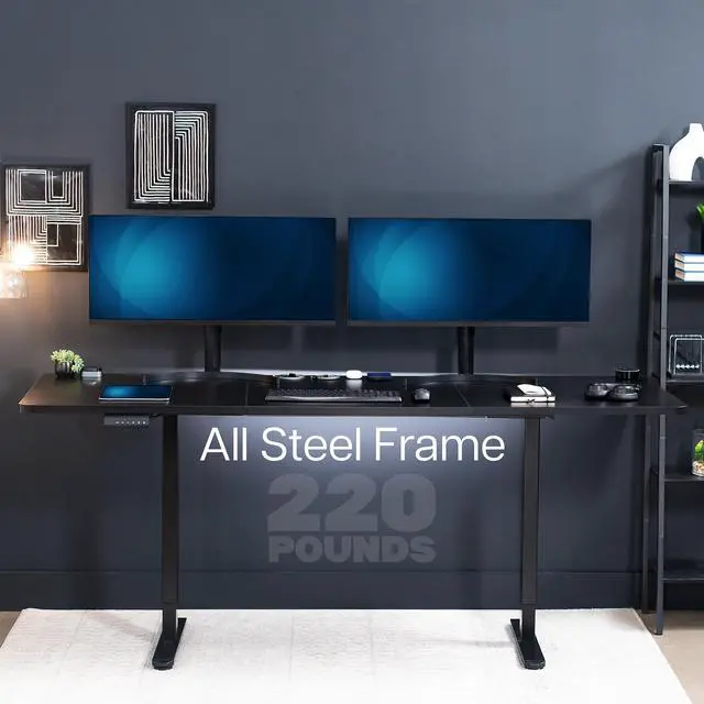 Alt view image 5 of 7 - VIVO Electric Dual Motor 83 x 30 Standing Desk, Black Top, Black Frame
