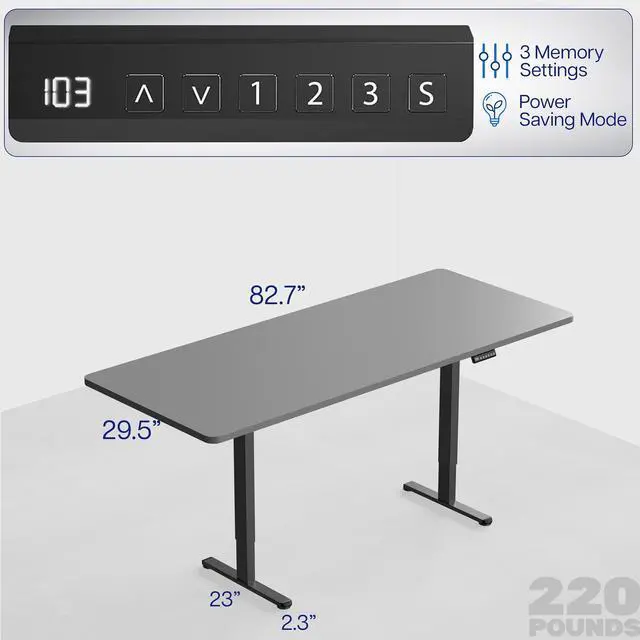 Alt view image 6 of 7 - VIVO Electric Dual Motor 83 x 30 Standing Desk, Black Top, Black Frame