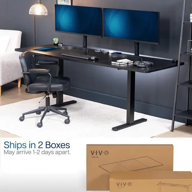 Alt view image 3 of 7 - VIVO Electric Dual Motor 83 x 30 Standing Desk, Black Top, Black Frame