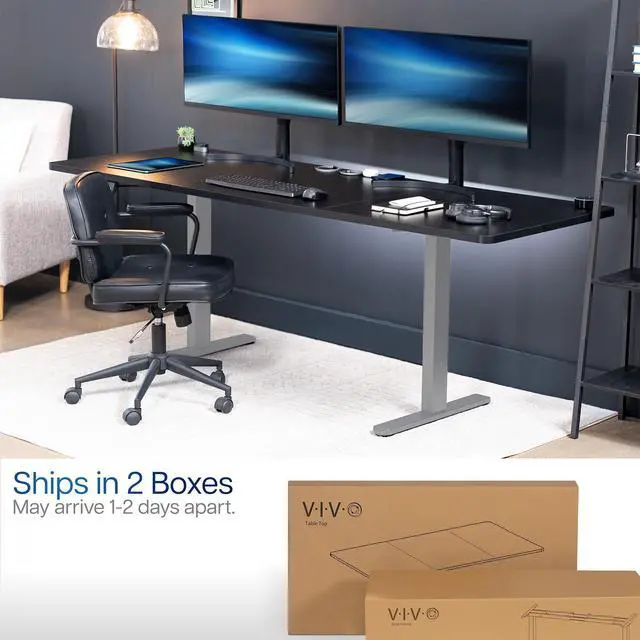 Alt view image 3 of 7 - VIVO Electric Dual Motor 83 x 30 Standing Desk, Black Top, Gray Frame