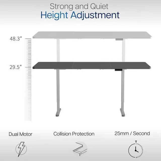 Alt view image 4 of 7 - VIVO Electric Dual Motor 83 x 30 Standing Desk, Black Top, Gray Frame