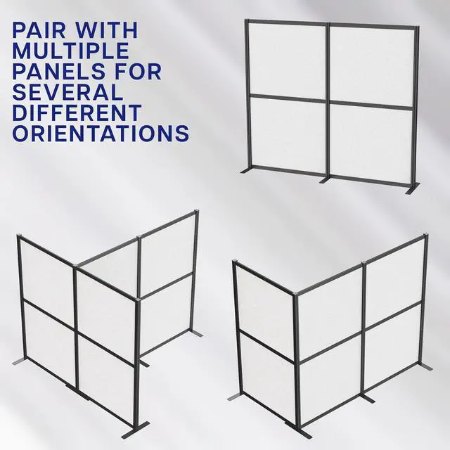 Alt view image 5 of 7 - VIVO Modular Wall System, 2 PET Panels, Office Cubicle Dividers, Black Frame