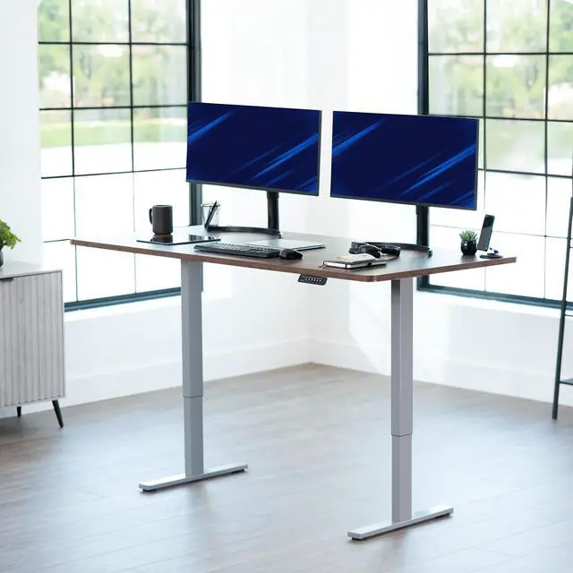 Alt view image 2 of 7 - VIVO Electric 71 x 36 Stand Up Desk, Rustic Vintage Brown Table Top, Gray Frame