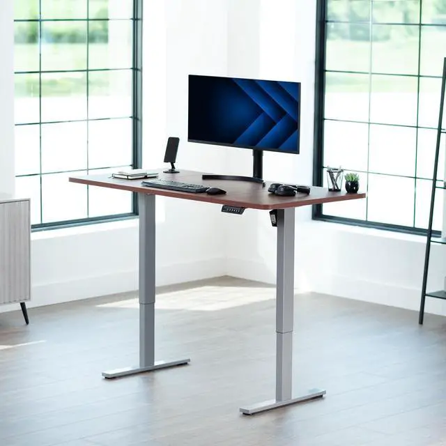 Alt view image 2 of 7 - VIVO Electric 60 x 30 Stand Up Desk Workstation, Dark Walnut Top, Gray Frame