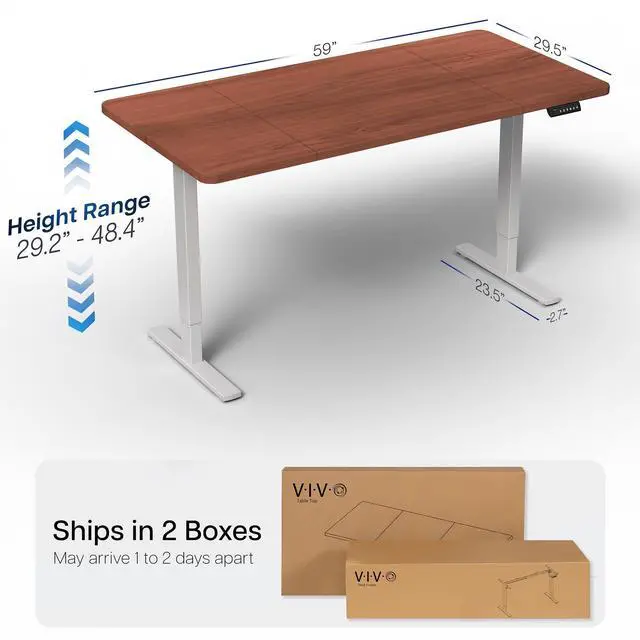 Alt view image 4 of 7 - VIVO Electric 60 x 30 Stand Up Desk Workstation, Dark Walnut Top, Gray Frame