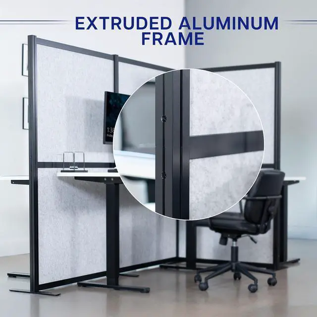 Alt view image 6 of 7 - VIVO L-Shaped Modular Wall System, 3 Panels, Office Cubicle Dividers Black Frame