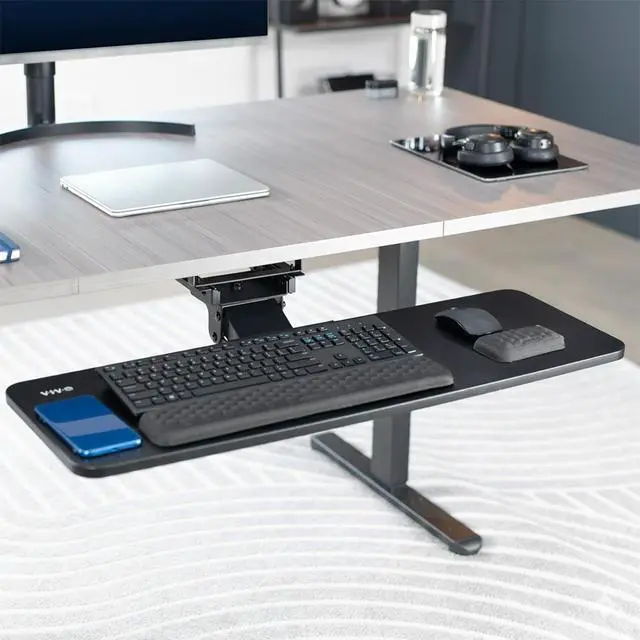 Alt view image 2 of 7 - VIVO Black Premium Under Desk 34" Computer Keyboard and Mouse Tray