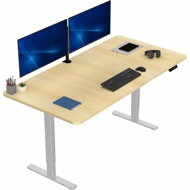 Main image of VIVO Electric 71 x 36 Stand Up Desk, Light Wood Table Top, Gray Frame