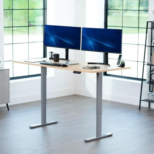 Alt view image 2 of 7 - VIVO Electric 71 x 36 Stand Up Desk, Light Wood Table Top, Gray Frame