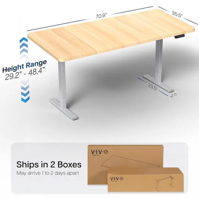 Alt view image 4 of 7 - VIVO Electric 71 x 36 Stand Up Desk, Light Wood Table Top, Gray Frame
