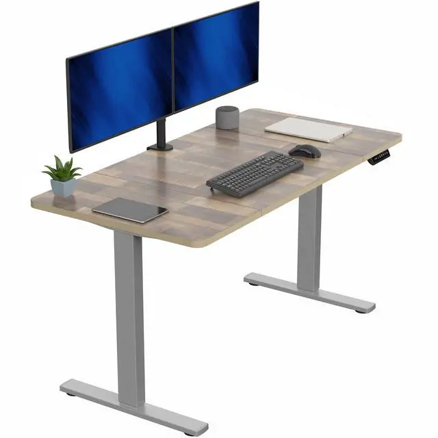 Main image of VIVO Electric 60 x 30 Stand Up Desk, Reclaimed Wood Top, Gray Frame