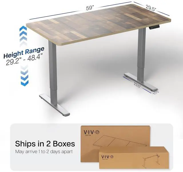 Alt view image 4 of 7 - VIVO Electric 60 x 30 Stand Up Desk, Reclaimed Wood Top, Gray Frame
