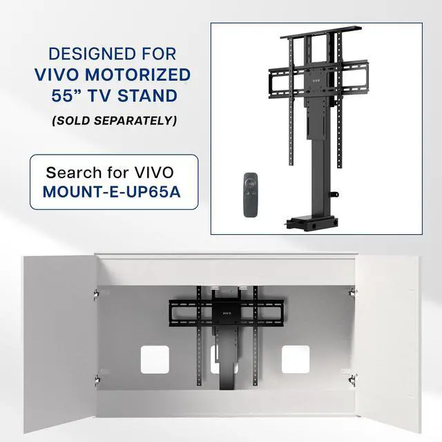 Alt view image 2 of 7 - VIVO White TV Cabinet for Motorized Vertical Lift, Holds 32 to 55 inch TVs