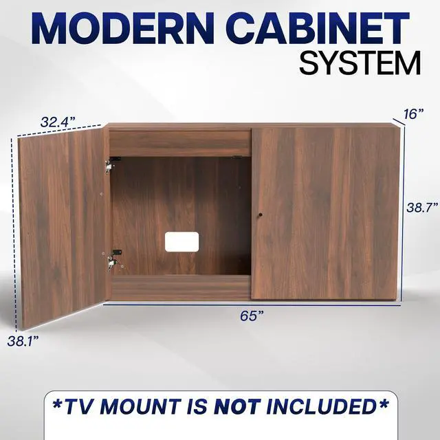 Alt view image 3 of 7 - VIVO Walnut Motorized Vertical Lift Concealed TV Cabinet, Hold 32-65 TVs
