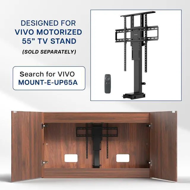 Alt view image 2 of 7 - VIVO Walnut Motorized Vertical Lift Concealed TV Cabinet, Hold 32-65 TVs