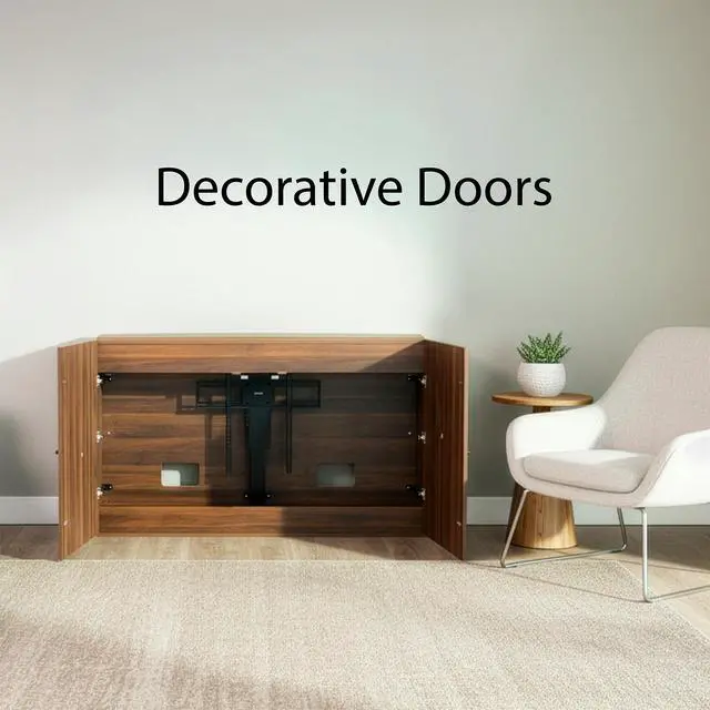 Alt view image 7 of 7 - VIVO Walnut Motorized Vertical Lift Concealed TV Cabinet, Hold 32-65 TVs