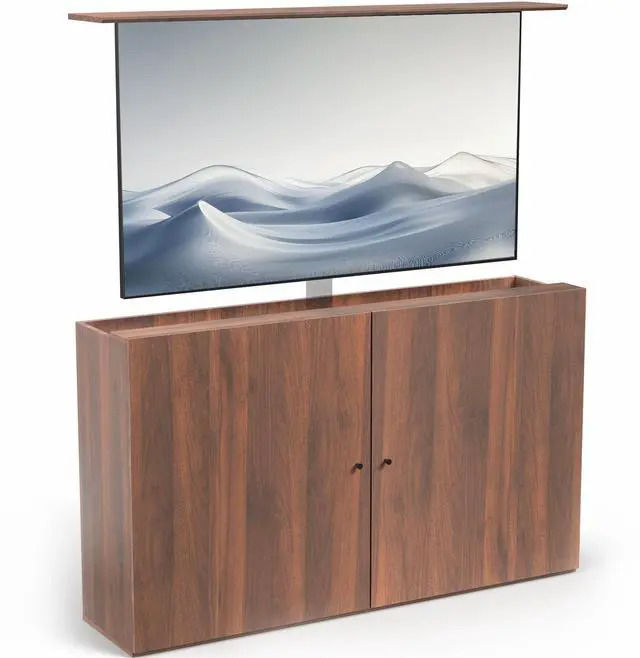Main image of VIVO Walnut Motorized Vertical Lift Concealed TV Cabinet, Hold 32-65 TVs