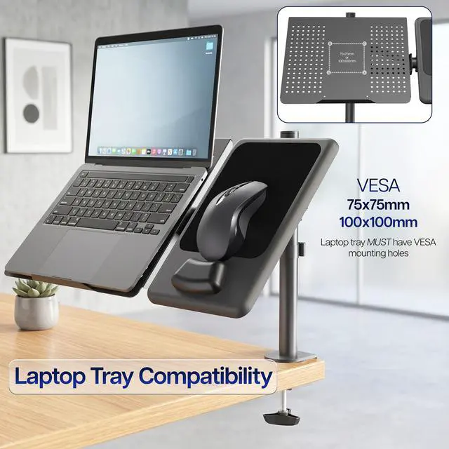 Alt view image 2 of 6 - VIVO 8 x 12 Mouse Pad Attachment Extension Tray, VESA 75x75mm & 100x100mm