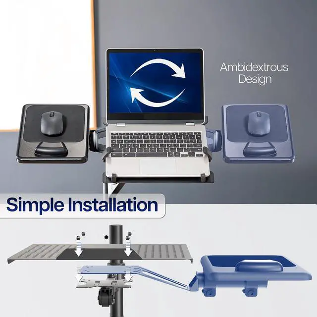 Alt view image 6 of 6 - VIVO 8 x 12 Mouse Pad Attachment Extension Tray, VESA 75x75mm & 100x100mm