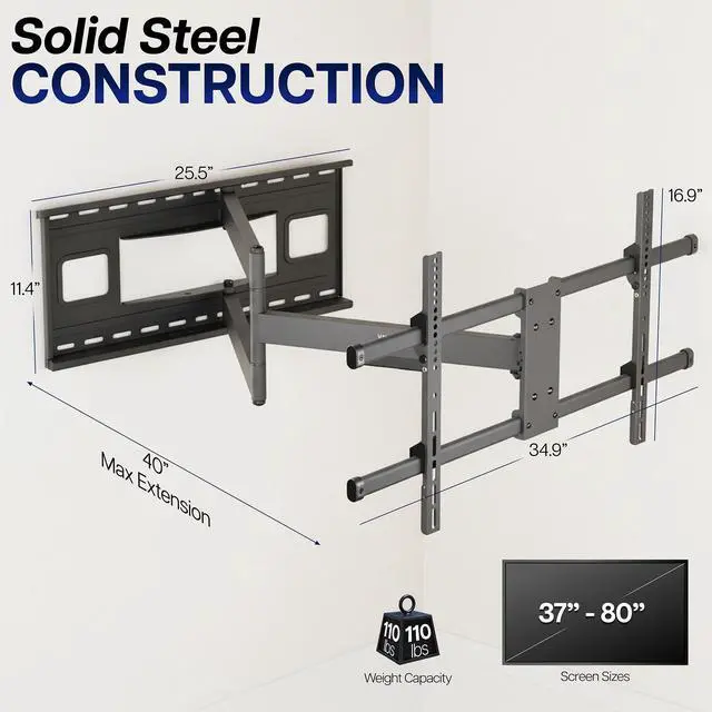 Alt view image 4 of 7 - VIVO TV Wall Mount for 37" to 80" Plasma Screen | Fully Articulating VESA Mount