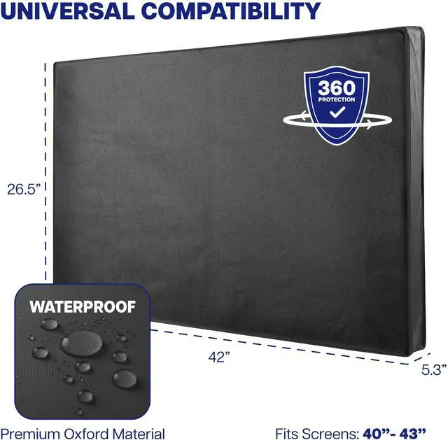 Alt view image 2 of 7 - Black Screen Cover for 40" to 43" TV, Outdoor Waterproof Weather Resistant