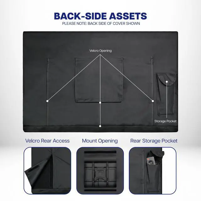 Alt view image 4 of 7 - Black Screen Cover for 40" to 43" TV, Outdoor Waterproof Weather Resistant