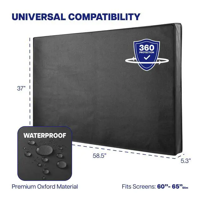Alt view image 2 of 7 - Black Screen Cover for 60" to slim 65" TV, Outdoor Waterproof Weather Resistant