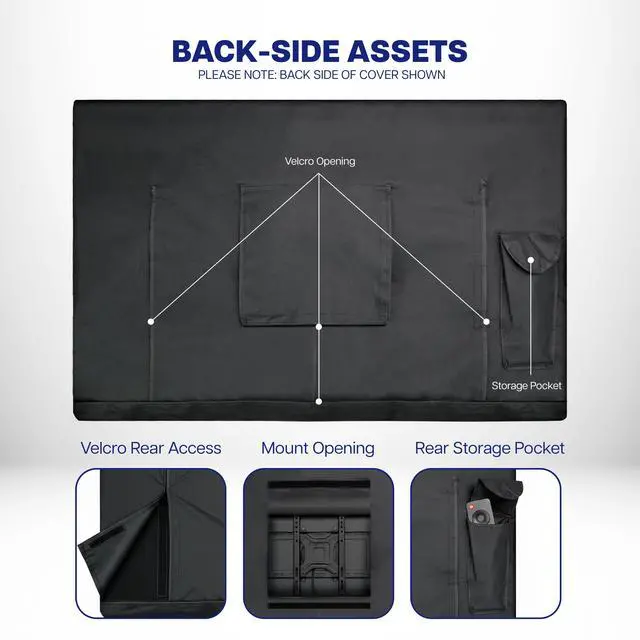 Alt view image 4 of 7 - Black Screen Cover for 60" to slim 65" TV, Outdoor Waterproof Weather Resistant