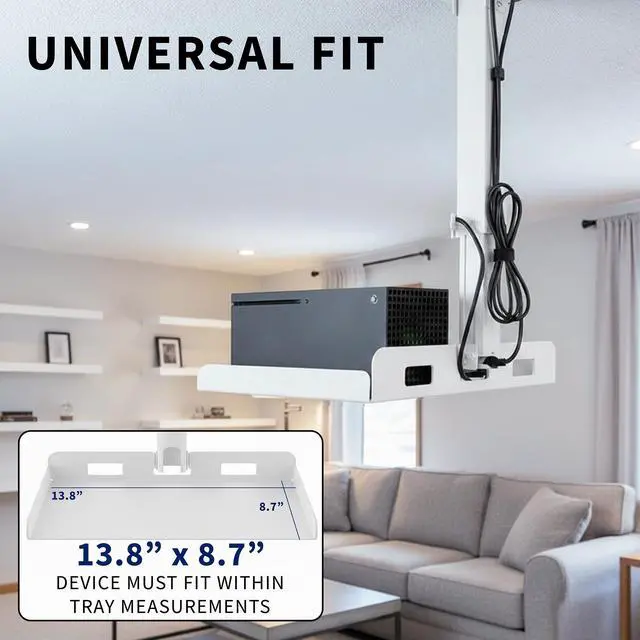Alt view image 3 of 7 - VIVO White Universal Ceiling Extending Projector Tray, Height Adjustable