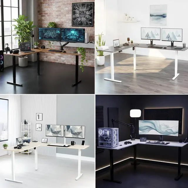 Alt view image 7 of 7 - VIVO Black / White Electric 75" x 63" Corner Standing Desk, L-Shaped Workstation