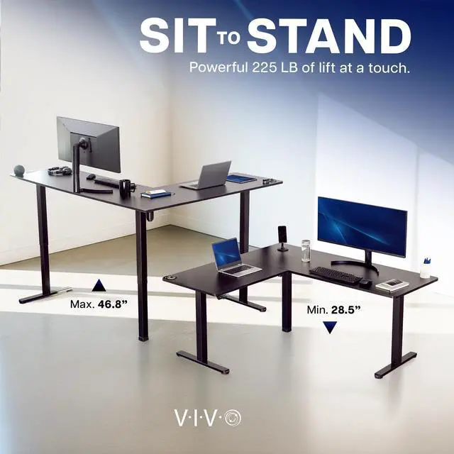 Alt view image 3 of 7 - VIVO Light Wood / White Electric 84" x 63" Corner Desk, L-Shaped Workstation