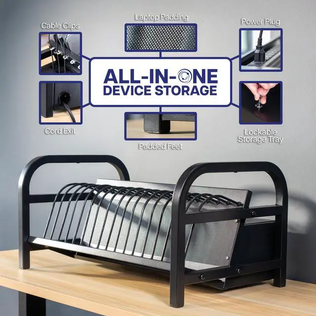 Alt view image 2 of 7 - VIVO 16-Bay Laptop and Tablet Open Charging Station with Locking Compartment